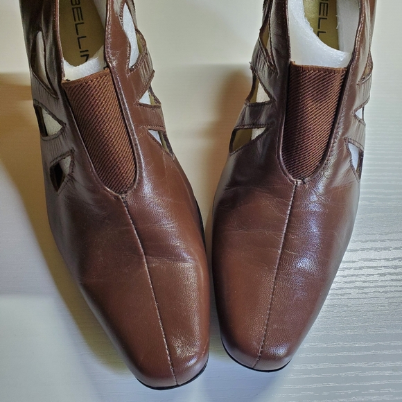 Bellini Brown Leather Cutout Pumps - Picture 5 of 10